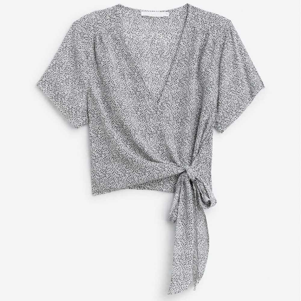 LUSH Ranya Wrap Cropped Blouse Women's Small